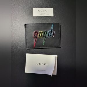 Gucci Black Leather Rainbow Blade Lightning